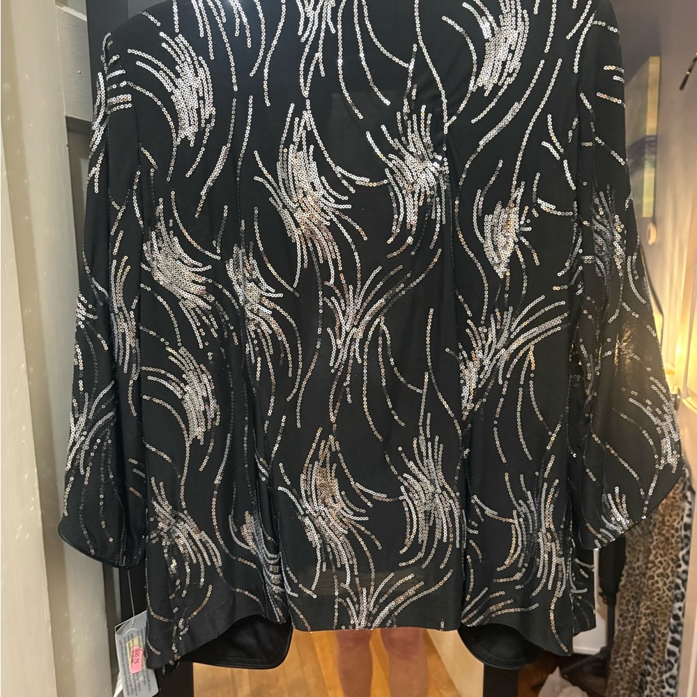 Alex Evenings Black Jacket with Silver Sequins